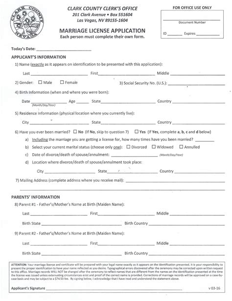 Marriage License Application